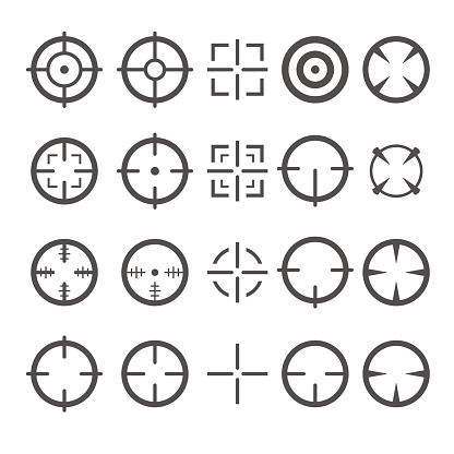 Crosshair Icon Set. Target Mouse Cursor Pointers. Vector.