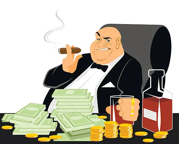 Vector illustration of Rich man smoking