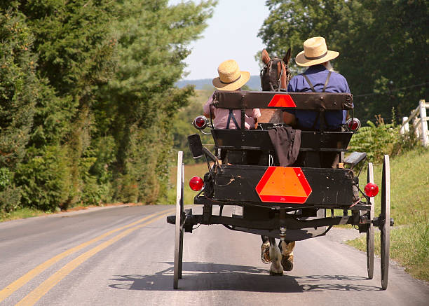Amish Buggy in Lancaster, PA Lancaster, Pennsylvania, USA - August 26, 2008 Amish stock pictures, royalty-free photos & images