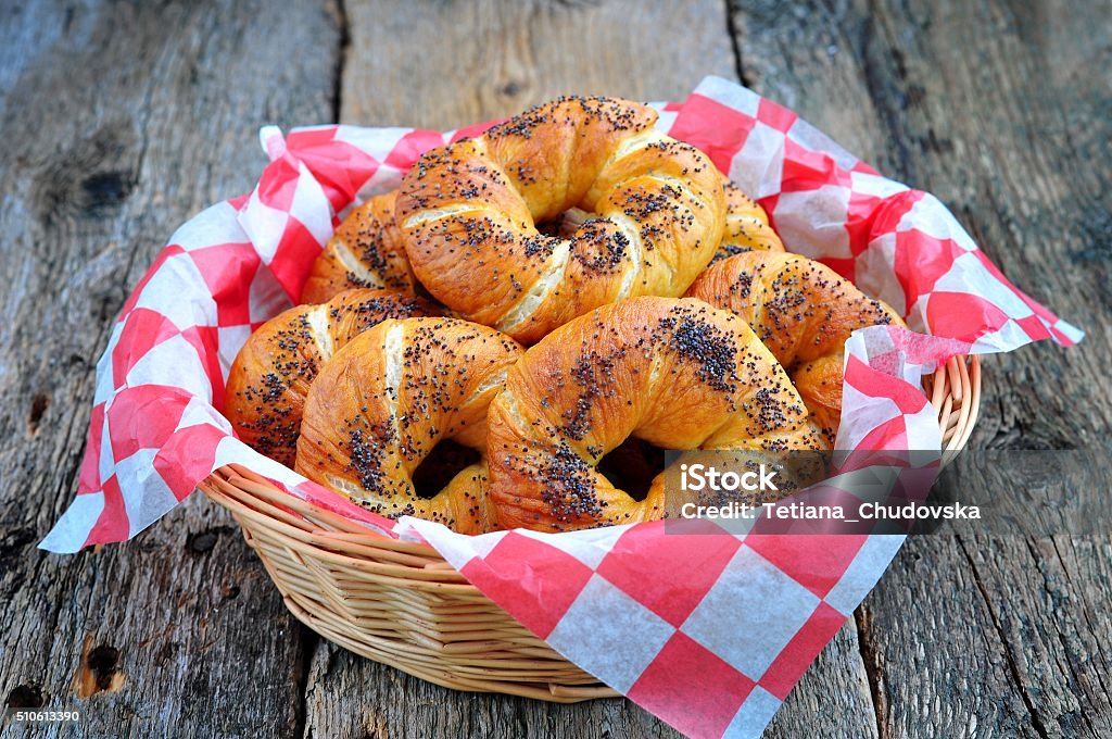 homemade bagel with poppy seeds. selective focus. American Culture Stock Photo