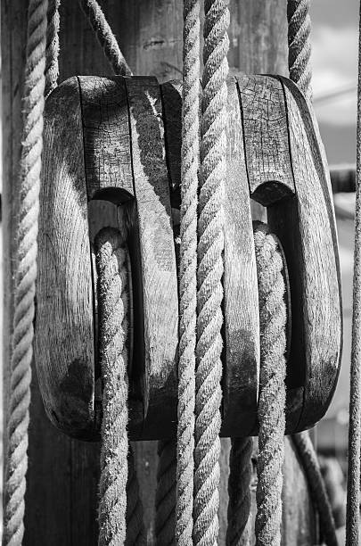 istock Blocks and rigging at the old sailboat 510615738