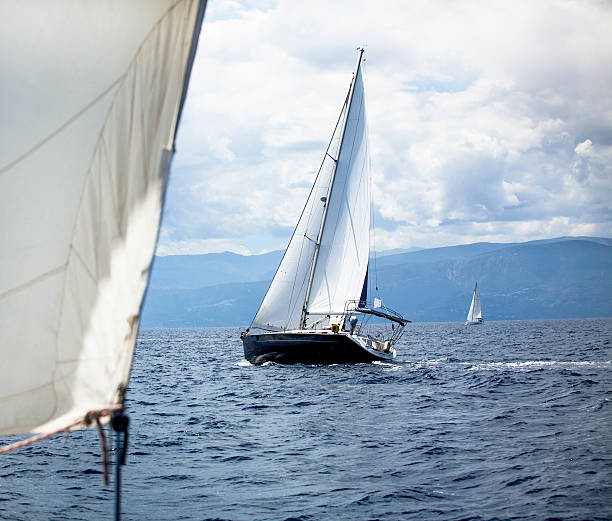 istock Sailing in the wind through the waves. Luxury yachts. 510617269