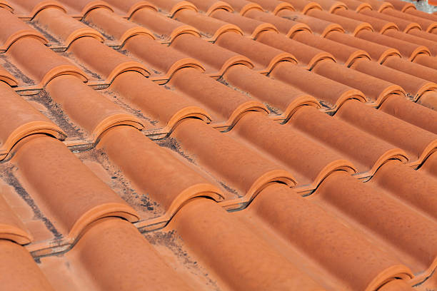 istock Closeup of the red clay tiles 510617854