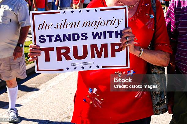 Donald Trump Supporter Holding Protrump Poster Stock Photo - Download Image Now - Donald Trump - US President, Political Rally, Adult