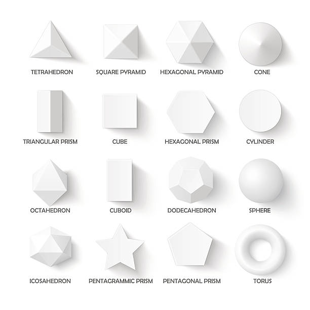 alle grundlegenden 3d-formen - hexahedron stock-grafiken, -clipart, -cartoons und -symbole