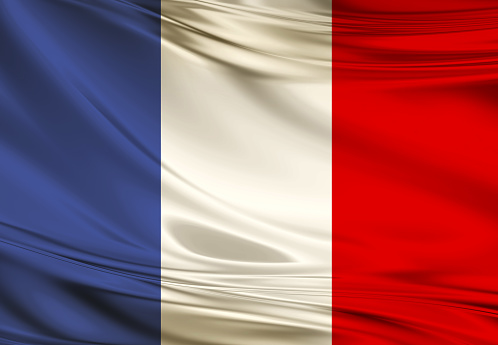 France flag, three dimensional render, satin texture