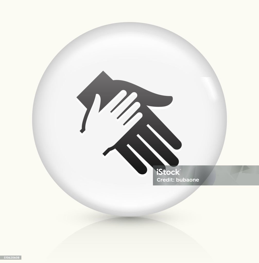 Holding Hand icon on white round vector button Holding Hand Icon on simple white round button. This 100% royalty free vector button is circular in shape and the icon is the primary subject of the composition. There is a slight reflection visible at the bottom. Child stock vector