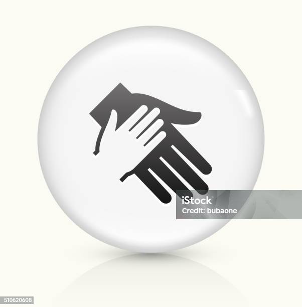 Holding Hand Icon On White Round Vector Button Stock Illustration - Download Image Now - Child, Adoption, Computer Graphic