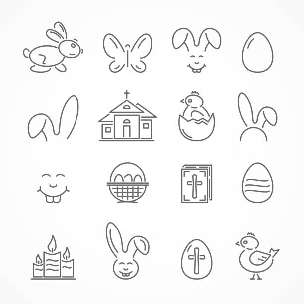 ilustrações de stock, clip art, desenhos animados e ícones de feliz páscoa ícones - cross hatching