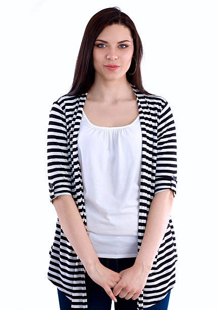 istock Beautiful  young woman standing isolated against white background 510628256