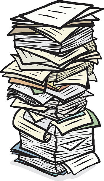 stack of used papers stack of used papers / cartoon vector and illustration, hand drawn style, isolated on white background. newspaper pile stock illustrations