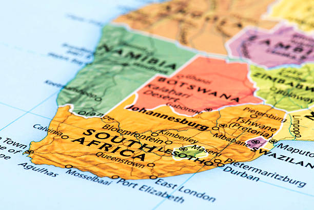 karte von südafrika republik - lesotho stock-fotos und bilder