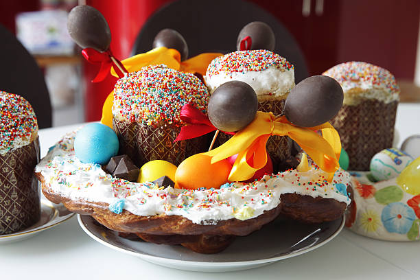 istock Baked easter basket on the table 510632078