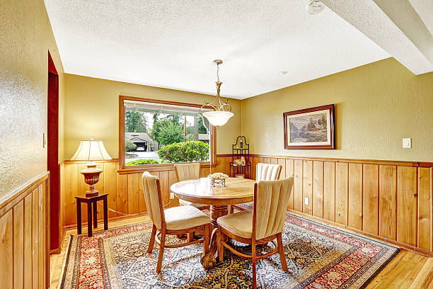 istock Dining room in log cabin house 510632241