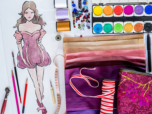 istock Fashion designer material sample and hand-drawn illustration 510634691