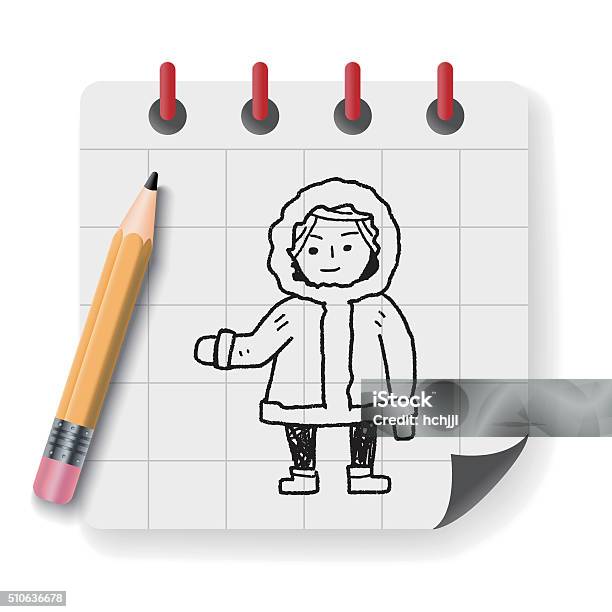 Eskimos Doodle Stock Illustration - Download Image Now - Adult, Backgrounds, Coat - Garment