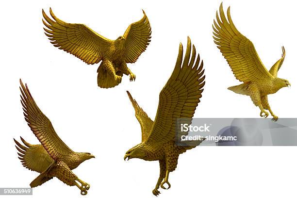 Golden Eagles Statue With Big Expanded Wings Stock Photo - Download Image Now - Falcon - Bird, Statue, Animal