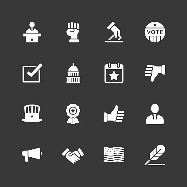 Politics icons - Regular - White Series Politics icons - Regular - White Series Vector EPS File. us constitution stock illustrations