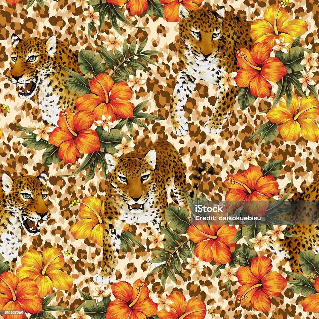 Plant Leopard Pattern Leopard Tropical Flower Pattern Stock Illustration - Download Image Now ...