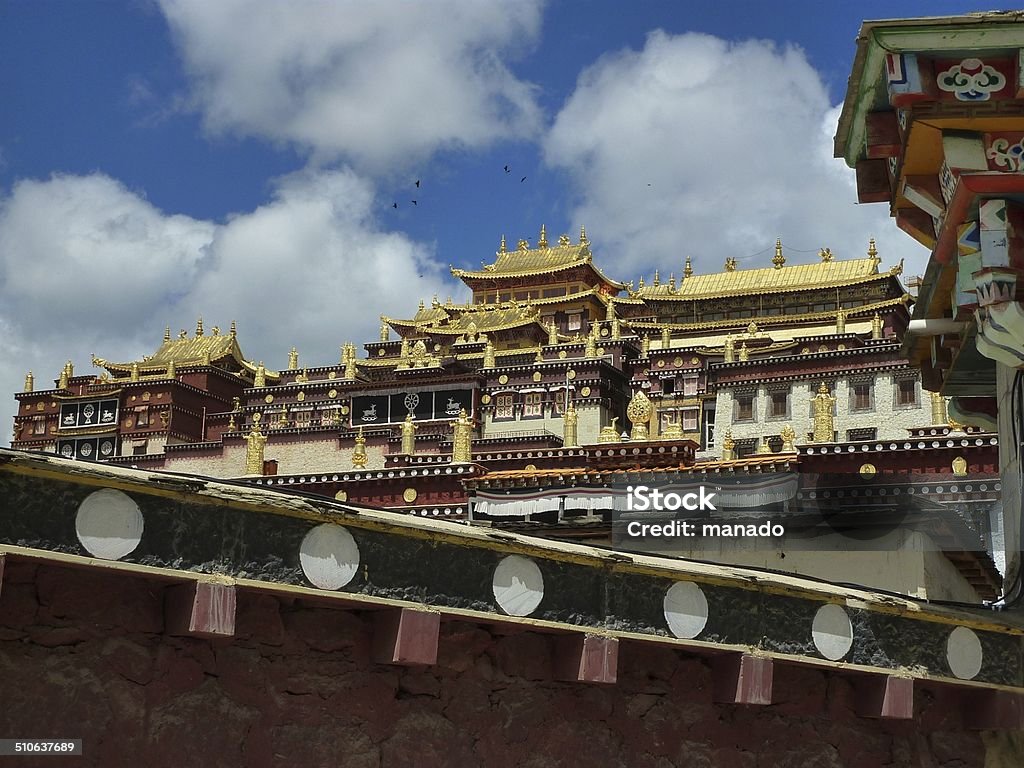 Ganden Sumtseling Monastery, Tibetian Buddhist Temple in Yunnan, China Ganden Sumtseling Monastery, Tibetian Buddhist Temple in Yunnan, China, 2013 Ancient Stock Photo