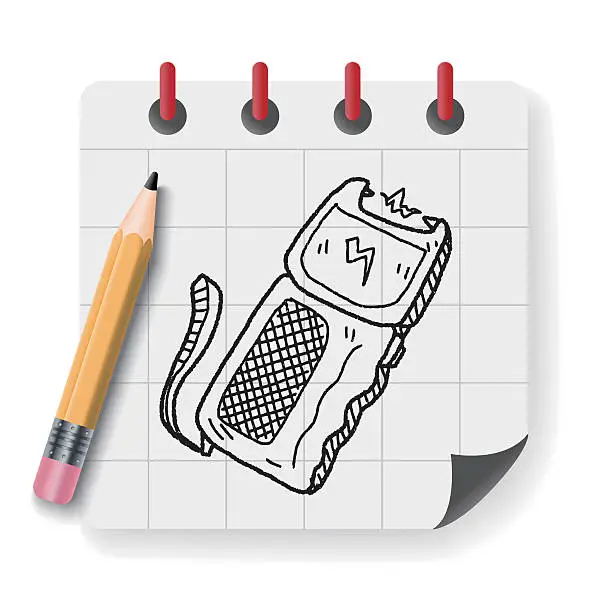 Vector illustration of stun gun doodle