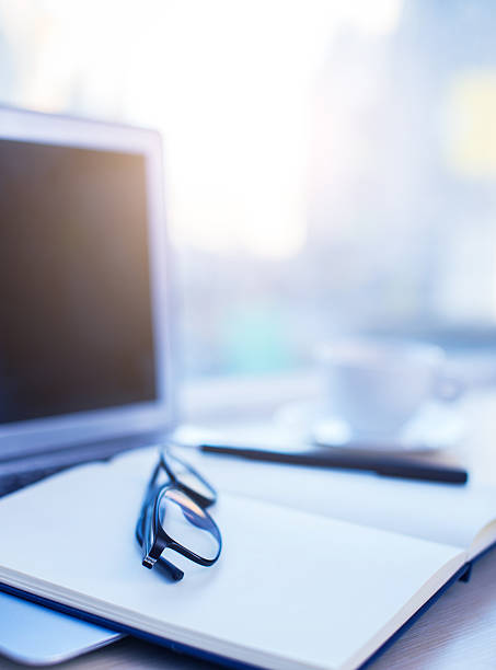 istock Glasses in the focus, workspace, laptop 510638734