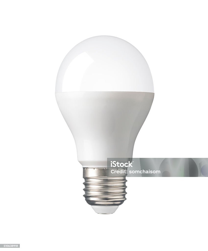 LED Light bulb, New technology electric lamp for saving, environment LED, New technology light bulb isolated on white background, Energy super saving electric lamp is good for environment. Realistic photo image with clipping path Light Bulb Stock Photo