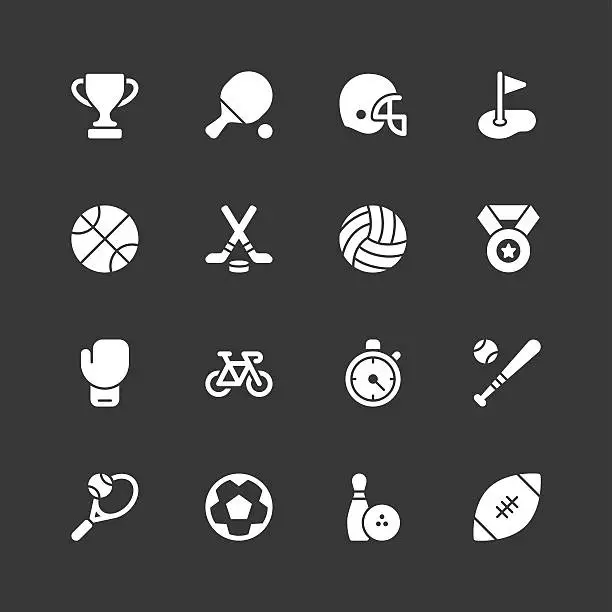 Vector illustration of Sport icons - Regular - White Series