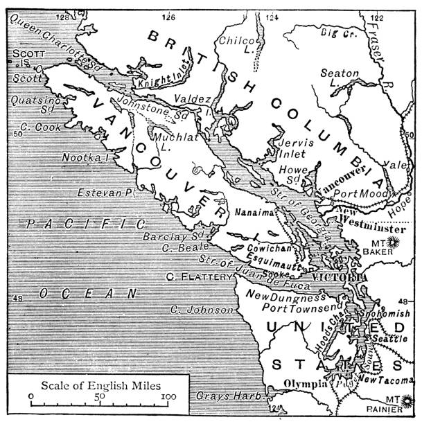 Antique map of Vancouver, Victoria