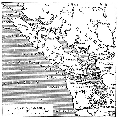 Antique map of Vancouver, Victoria