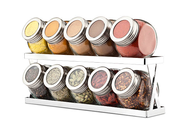 Spice Rack Spice Rack Isolated on White Background spice rack stock pictures, royalty-free photos & images