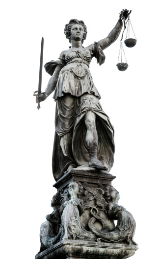 Statue of Lady Justice (Justitia) isolated