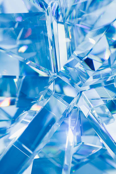 abstract blue crystal refractions abstract blue background of crystal refractions ice crystal photos stock pictures, royalty-free photos & images
