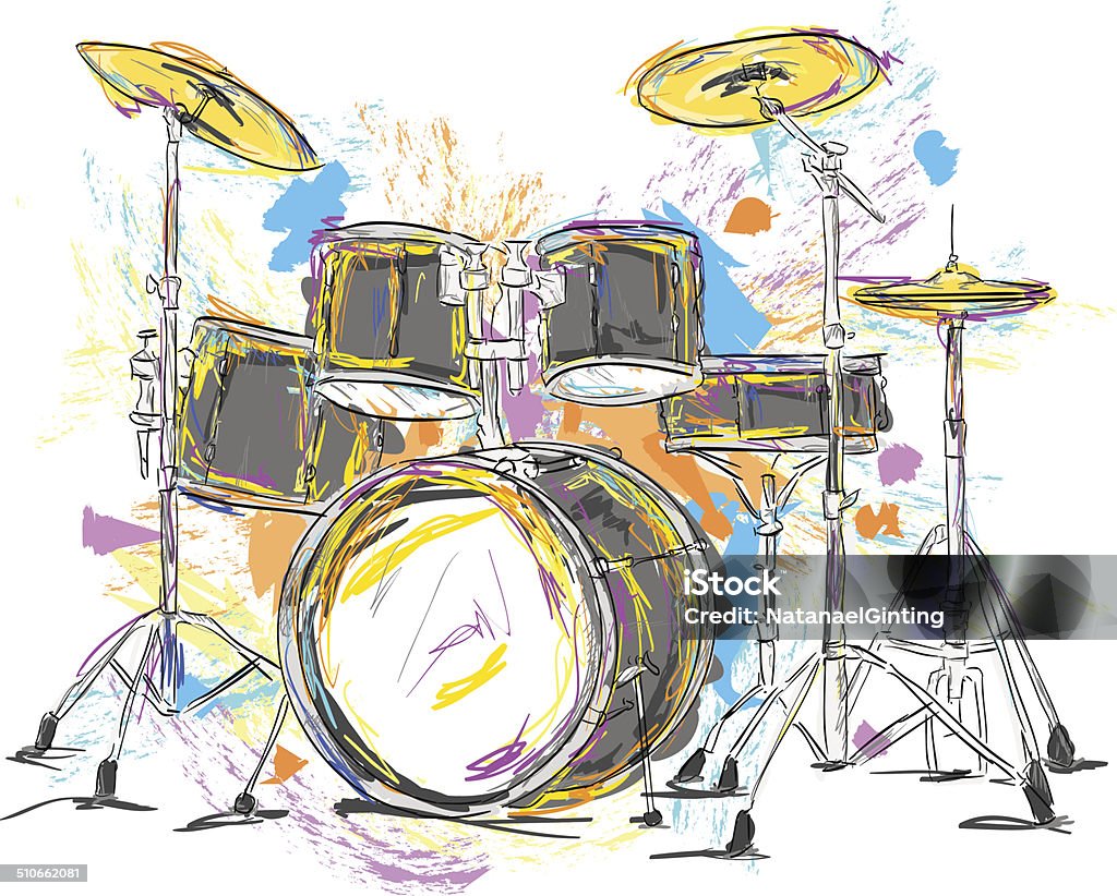 Drum Painting Vector Art Drum - Percussion Instrument stock vector