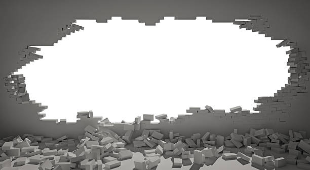 istock large hole in the wall with white isolation 510674522