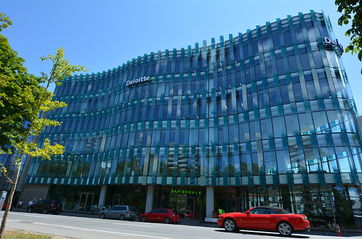 Christchurch, New Zealand - December 7, 2015: New office building in Christchurch. Following the February,  2011 earthquake, some business in the city center starting to get back to normal activity.