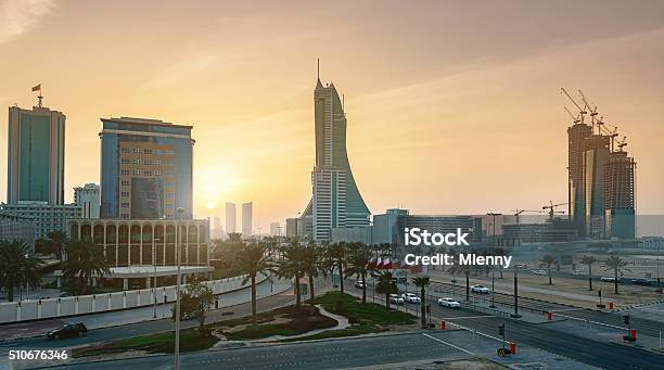 Bahrain Manama City Sunset Stock Photo - Download Image Now - Bahrain, Manama, Finance