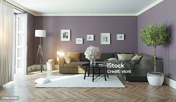 Modern Interior Stock Photo - Download Image Now - Painting - Art Product, Indoors, Living Room