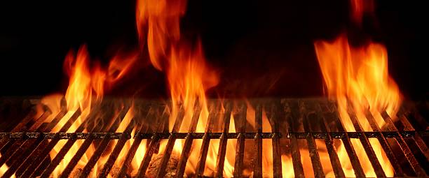 istock Empty Hot Flaming Charcoal Barbecue Grill With Bright Flame Isol 510680640