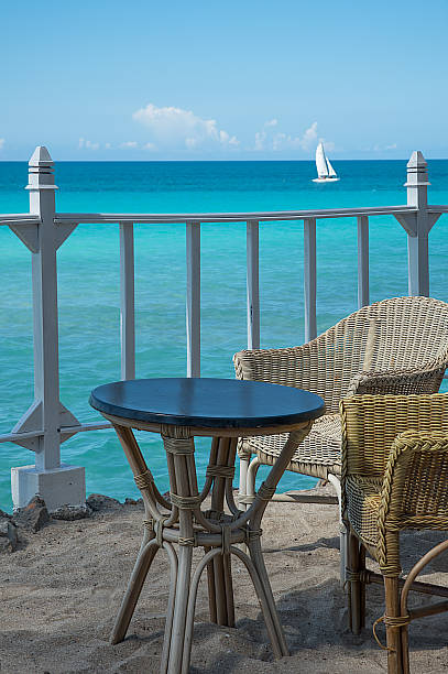 istock Table and chairs set for ocean view 510683172