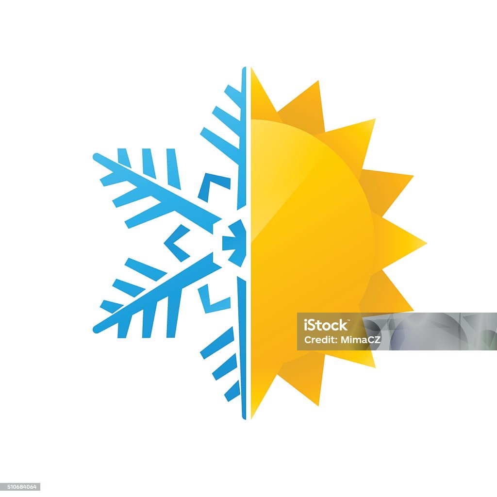 snowflake and sun icon Winter stock vector
