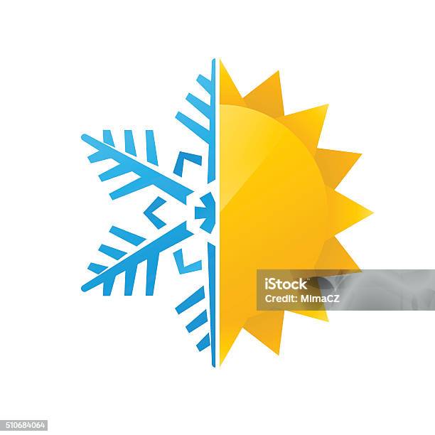 Snowflake And Sun Icon Stock Illustration - Download Image Now - Winter, Sun, Cold Temperature