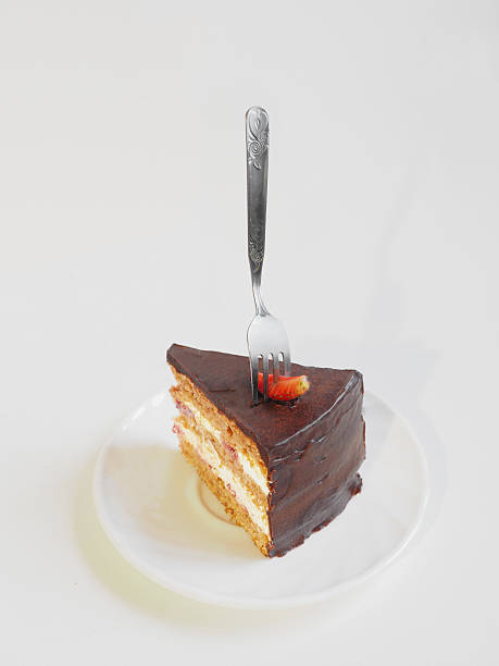 istock Layered chocolate cake with strawberry slice 510684362