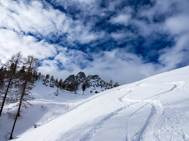 istock Ski tracks in the mountains 510685366