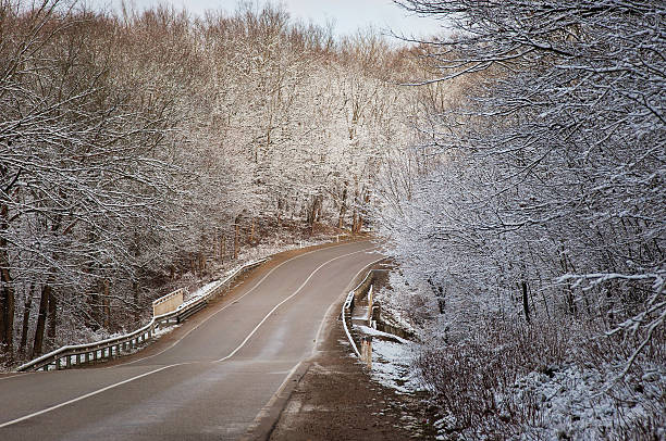 Scan of Slide.  Access road to Acadia National Park that is closed for the winter.