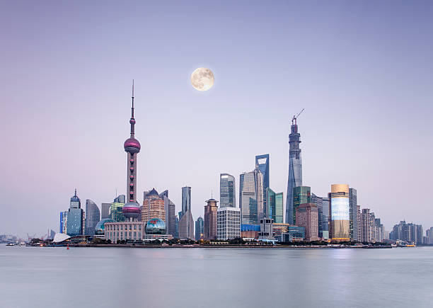 istock Shanghai Skyline in full moon night 510685690