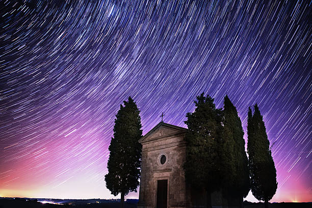 istock Landscape with star trails 510688508