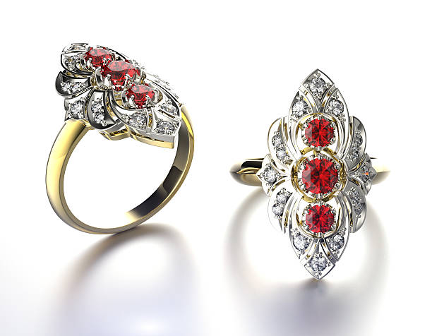 istock Engagement Ring with garnet. Jewelry background 510688817