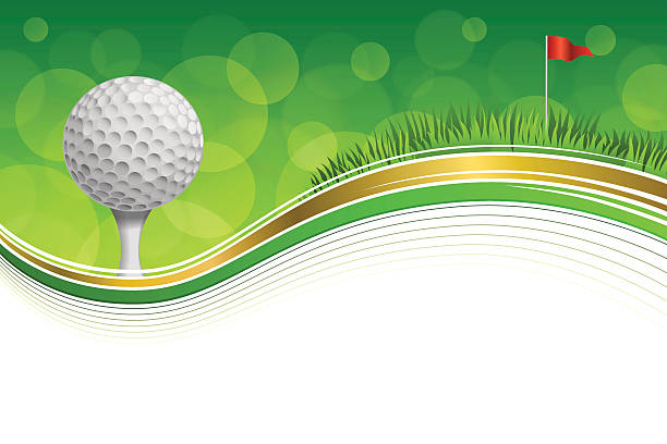 ilustraciones, imágenes clip art, dibujos animados e iconos de stock de campo de deporte verde hierba fondo bandera roja bola marco oro - golf copy space professional sport sport