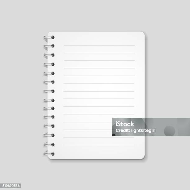 Blank Realistic Spiral Notebook Notepad Isolated On White Background Stock Illustration - Download Image Now